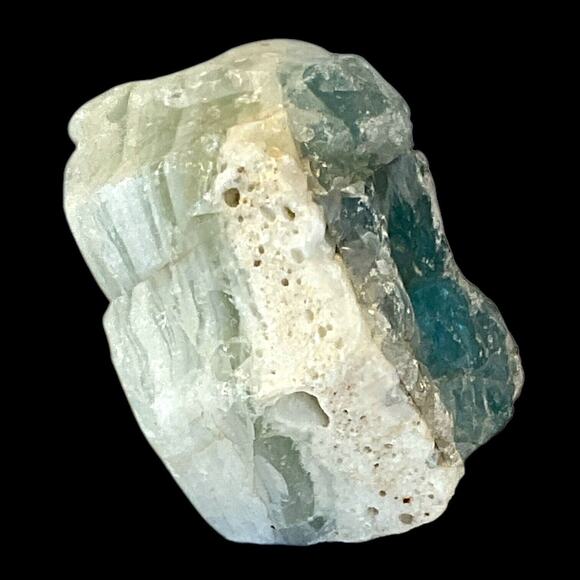 Milk Glass Blue Layered Art Glass Cullet Glowing Manganese Slag Glass #5GX32 - Picture 5 of 7